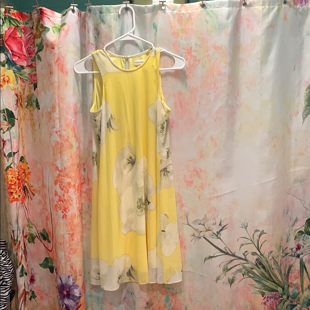 Calvin Klein Yellow Sleeveless Sundress Midi